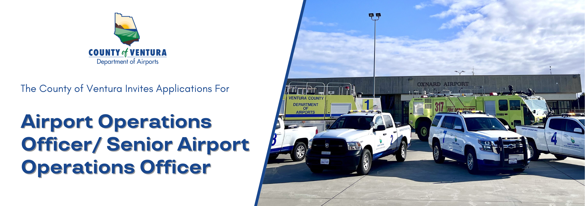 The County of Ventura Department of Airports includes the Camarillo Airport (CMA) and the Oxnard Airport (OXR).